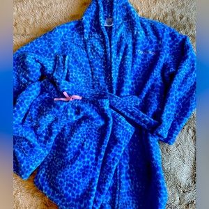 2 pc Girls 7/8 Calvin Klein Fleece Robe Blue